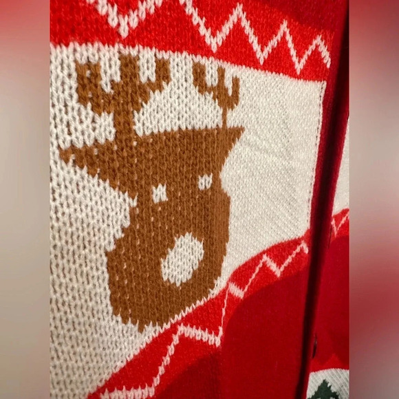 COOFANDY Christmas Ugly Xmas Reindeer Snowflake Shawl Collar Knitted Cardigan - Picture 5 of 7